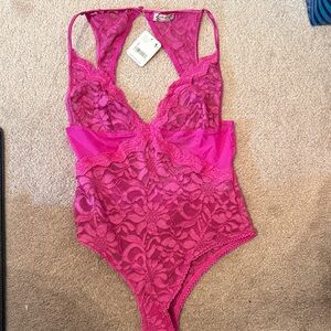 Free People Intamately Fushsia Fizz NWT Bodysuit-Small